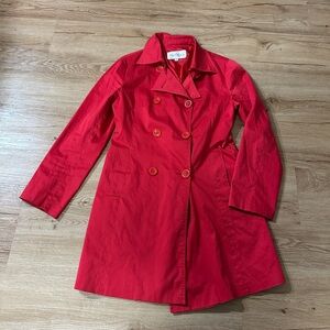 MaxMara Red Cotton Double Breasted Trench Coat Women's Size M